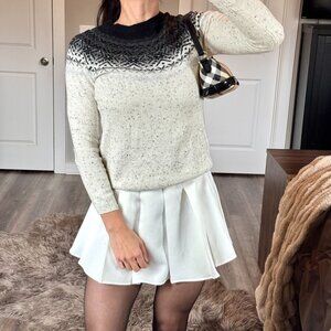 Talbots Speckled Fair Isle Beaded Knit Sweater Winter Nordic Scandi Cottagecore